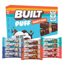 BUILT Puff Protein Bars, Variety Pack, 15g-17g Protein - 12 Count