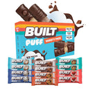 BUILT Puff Protein Bars, Variety Pack, 15g-17g Protein - 12 Count
