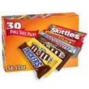 MARS M&M'S, SNICKERS, 3 MUSKETEERS, SKITTLES & STARBURST Variety Pack Full Size Bulk Candy Assortment, 56.11 oz, 30 Bars
