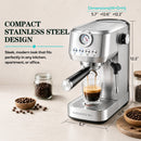 Casabrews 3700Gense Espresso Machine with 58mm Portafilter, PID Temperature Control, Pressure Gauge, 20-Bar Pump, Steam Wand & Stainless Steel Design