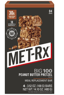 (3 pack) MET-Rx Big 100 High Protein Meal Replacement Bars, Peanut Butter Pretzel, 30g Protein, 3.52 oz, 4 Count